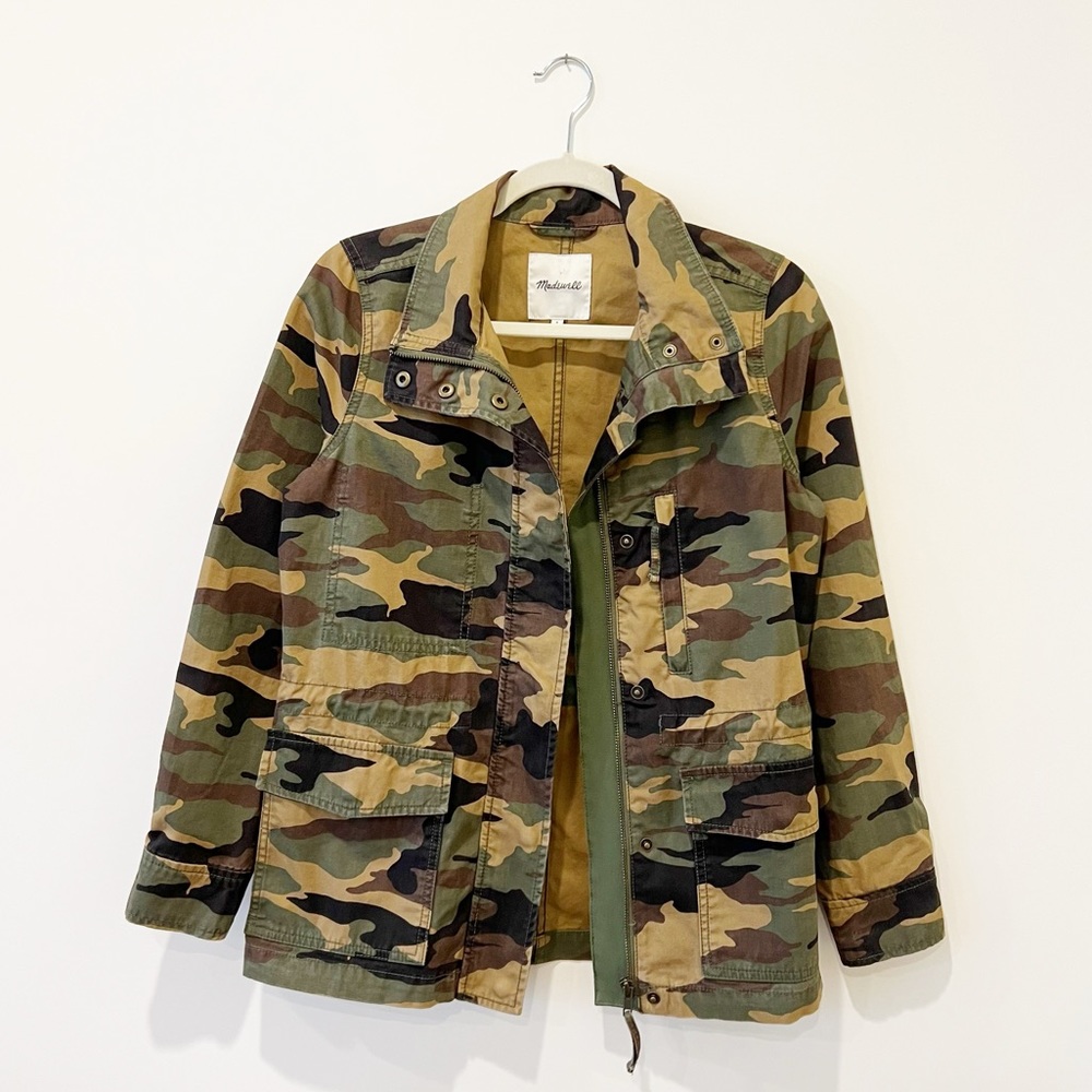 Madewell Dispatch Camo Jacket Faded Birch Green Snap Button Military Coat S - Picture 4 of 10